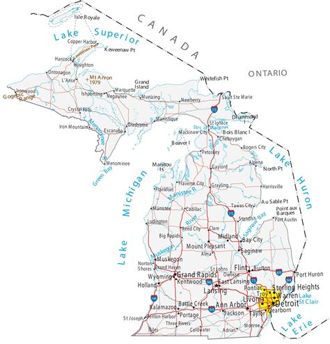 Michigan Map With Cities Map Of The United States