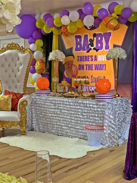Lakers Theme Girl All Star Baby Shower Backdrop Oh Baby All Etsy