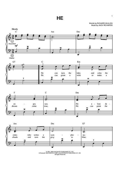 He Sheet Music By Al Hibbler For Accordion Sheet Music Now