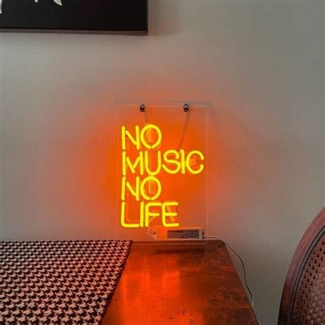 No Music No Life 14 Neon Sign Acrylic Light Lamp Real Glass Decor