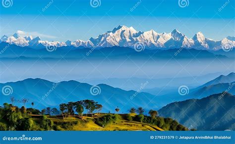Majestic View Of The Snow Capped Peaks Of The Great Himalayan National