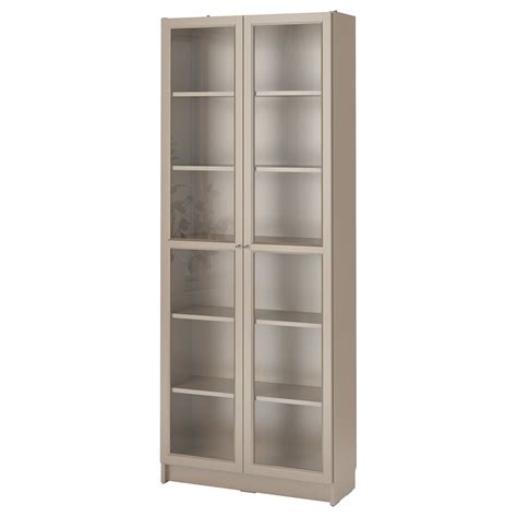 Billy Bookcase With Glass Doors Grey Turquoisewhite Stained Oak