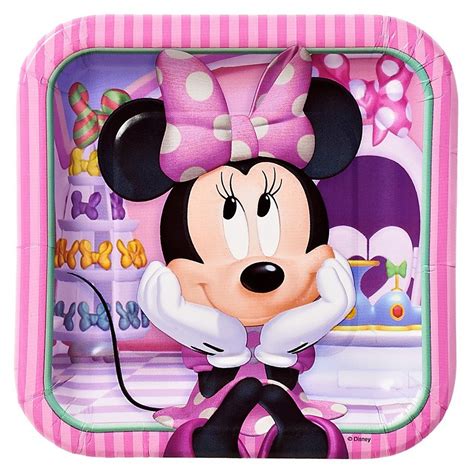 8ct Minnie Mouse Square Dessert Plates Minnie Mouse Decorations