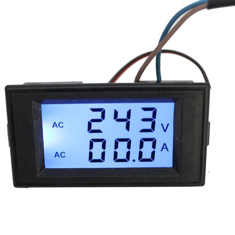 D Digital AC Voltmeter Ammeter V A Blue LCD Dual Panel Volt Combo Meter CT V