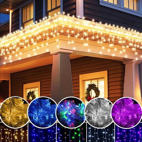 96 Led Fairy Icicle String Curtain Lights Indoor Outdoor Xmas Garden