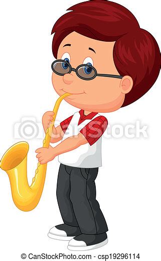 Vector Clip Art Of Cute Boy Cartoon Playing Saxophone Vector