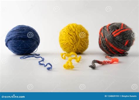 Colored Wool Knit Balls Placed On A Stock Image Image Of Homemadeyarn