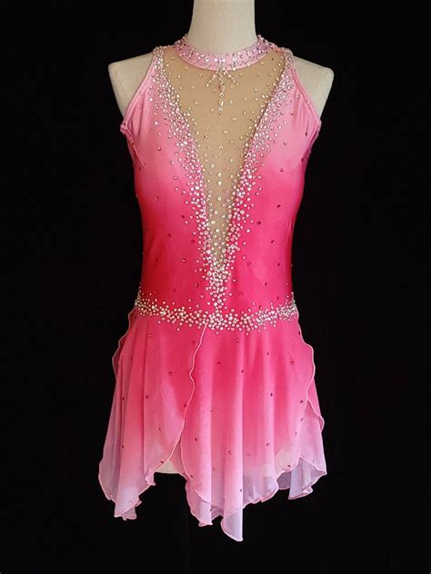 Hot Pink Figure Skating Dress Custom Dyed Ombre Ice Dance Etsy