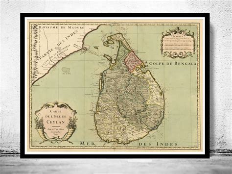 Old Map Of Sri Lanka Old Ceylon 1700 Vintage Map Vintage Maps And Prints