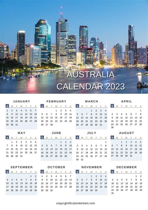 Printable Free Blank Australia 2023 Calendar Template In Pdf