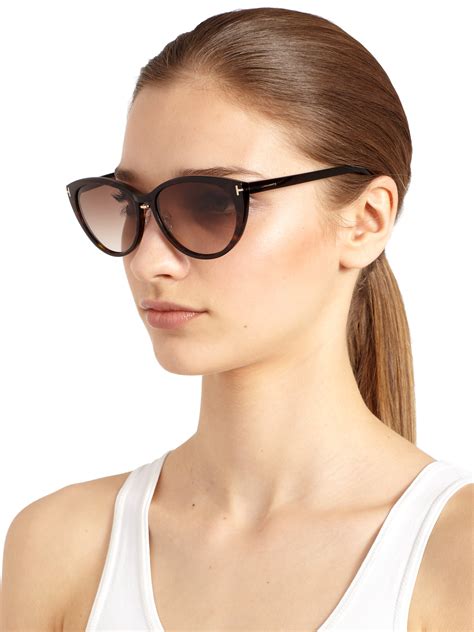 tom ford gina cat s eye sunglasses in brown lyst
