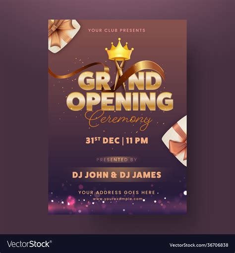 Grand Opening Ceremony Flyer Design With Event Vector Image