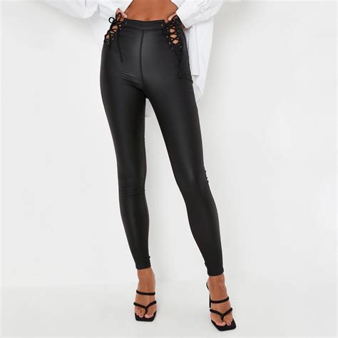 Missguided Vice Coated Lace Up Skinny Jeans Skinny Jeans