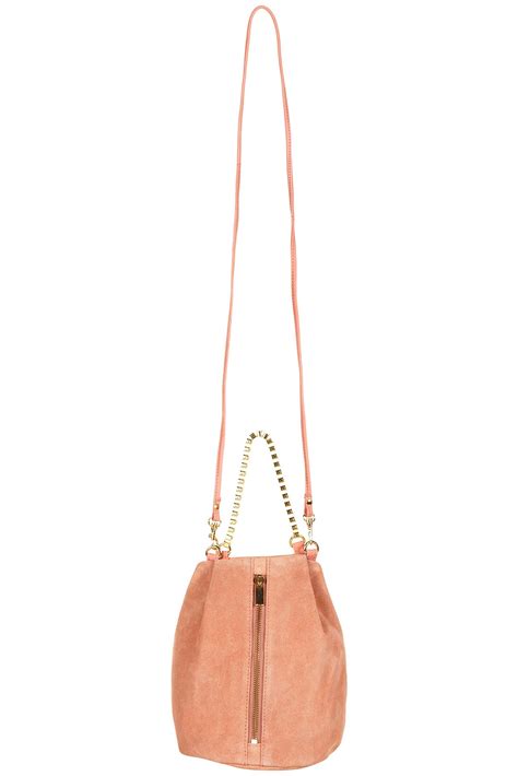 Lyst Topshop Box Chain Suede Bag In Pink