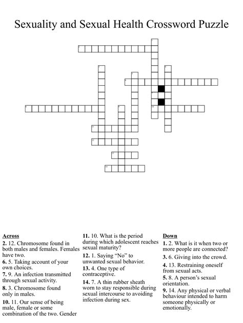 Sexuality And Sexual Health Crossword Puzzle Wordmint