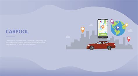 Carpool Car Sharing Concept Technology For Website Template 3250886