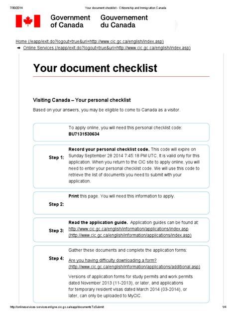 Canadian Visa Check List Travel Visa Government And Personhood