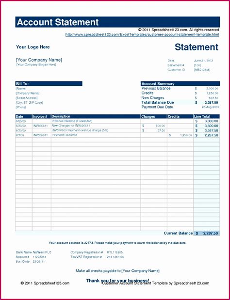 12 Fresh Statement Of Account Template Excel Templates