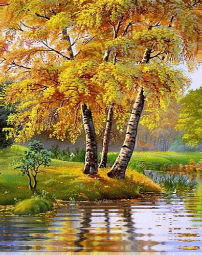 Yellow Tree Watercolor Landscape Paintings Nature Art Painting Autumn