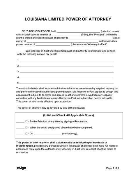 Free Louisiana Power Of Attorney Forms PDF