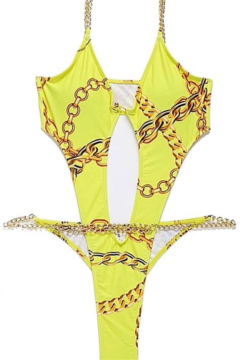 gold regal plunge cut out chain belt one piece swimsuit shopperboard