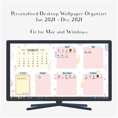 January To December 2021 Desktop Wallpaper Organizer For Both Mac And