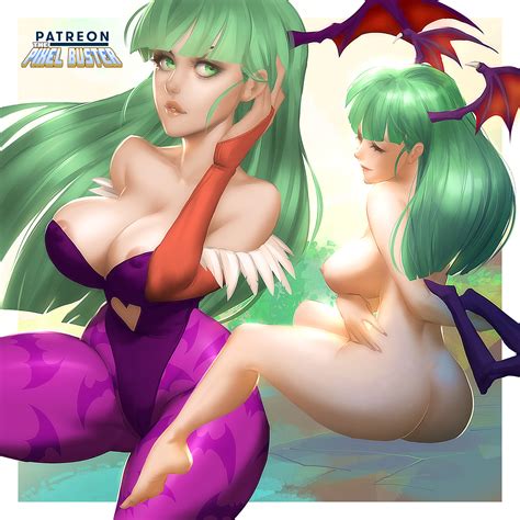 Rule 34 Bat Print Breasts Darkstalkers Dual Persona Female Green Eyes