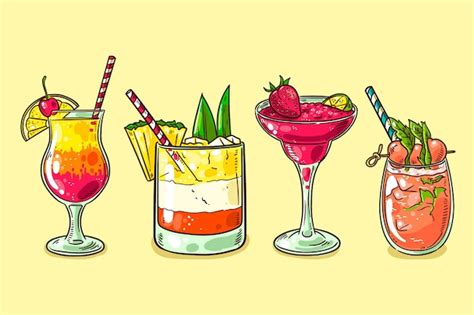 Free Vector Hand Drawn Cocktail Collection