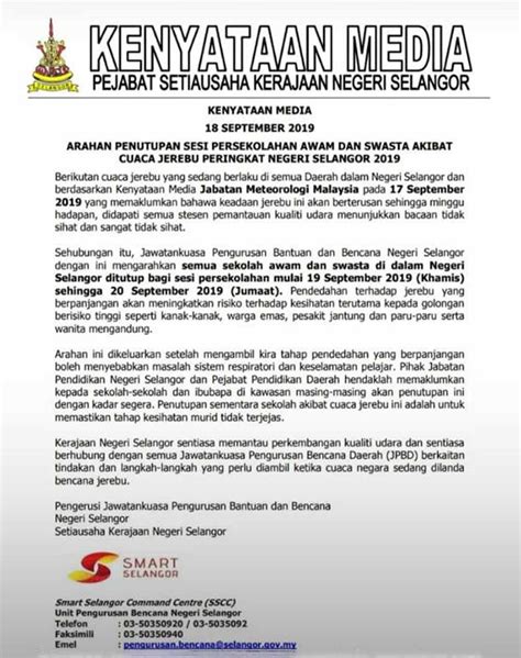 Pelaksanaan sop pkpb negeri d. DIALOG RAKYAT: Jerebu: Semua sekolah di negeri Selangor ...