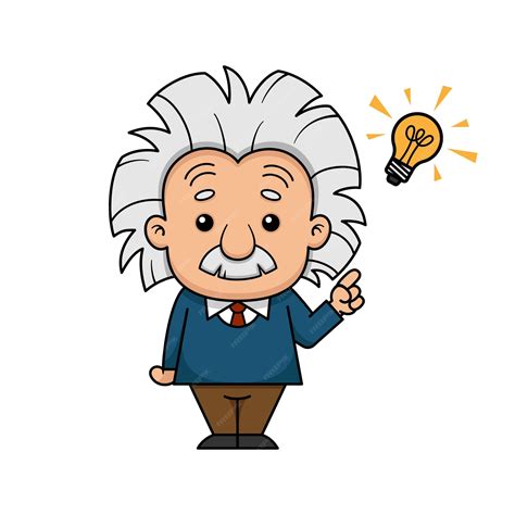 Personagem De Desenho Animado De Albert Einstein Tem Ideia Vetor Premium