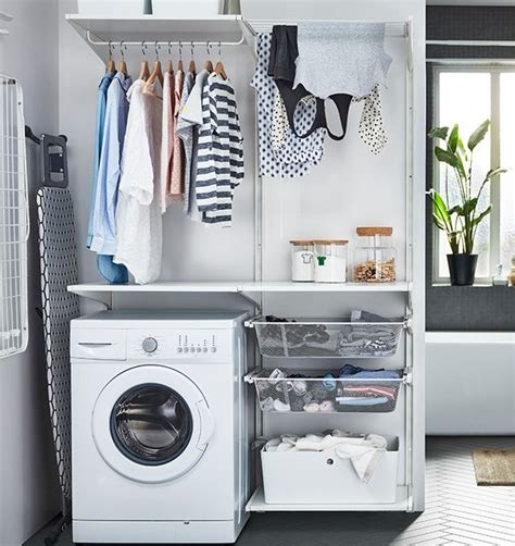 Organize your laundry area with smart storage systems that can dry your clothes as well as keep your detergents and laundry accessories tidy. Laundry Room Furniture in 2020 | Ikea utility room, Ikea ...