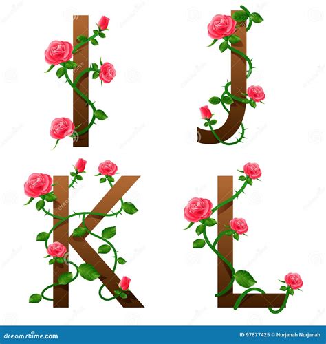 Flowers Alphabet With Red Roses Stock Vector Illustration Of Concept