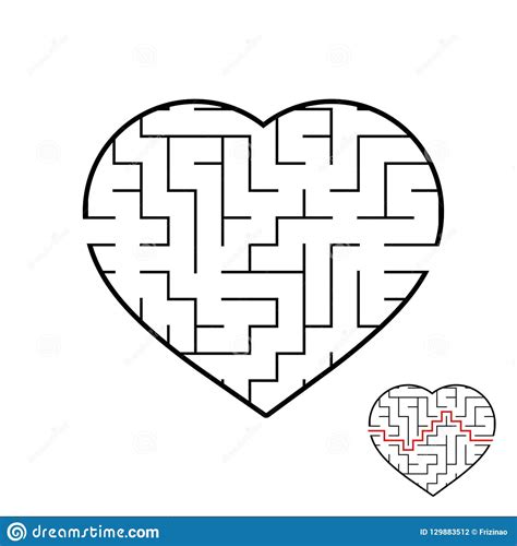 Abstract Heart Shaped Labyrinth Game For Kids Puzzle For Children