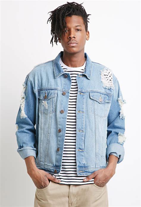 Check out our jeans jacket for men selection for the very best in unique or custom, handmade pieces from our clothing shops. Forever 21 Destroyed Denim Jacket in Light Denim (Blue ...