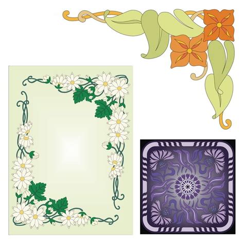 Art Nouveau Floral Borders