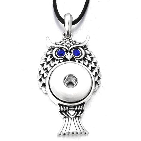 New 5 Colors Owl Snap Pendant Necklace 18mm Snap Button Jewelry