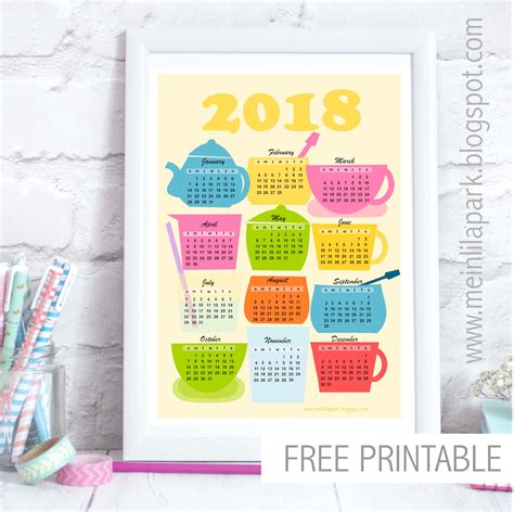 Free Printable 2018 Kitchen Calendar Kalender Freebie