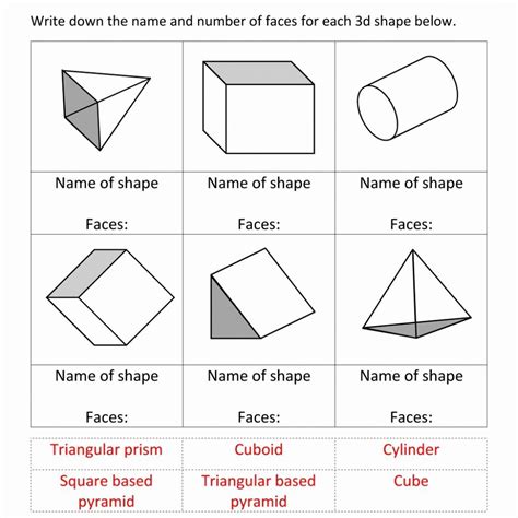 3d Shape Properties Sheet Mathematicsteachingclassroom