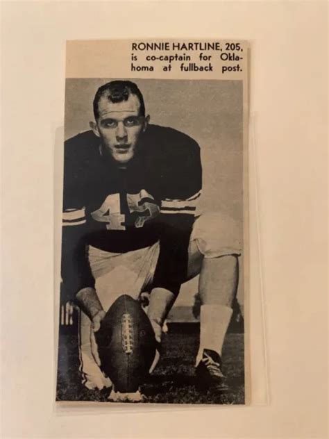 Ronnie Hartline Oklahoma Sooners 1960 Sands Football Pictorial Co Panel 1600 Picclick