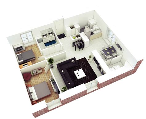 Perfect Simple 2 Bedroom Small House Plans 3d Useful New Home Floor Plans