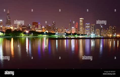 Chicago Illinois Usa July 1 2018 Skyline Chicago Twilight Lake