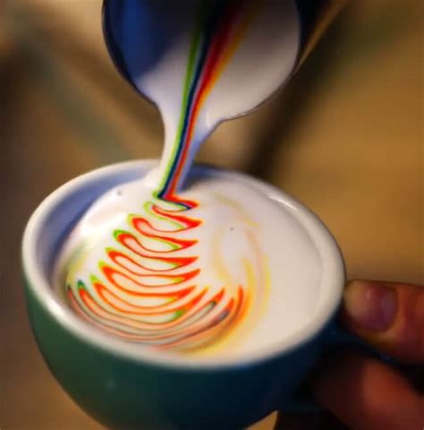Creative Barista Makes Colorful Latte Art Using Food Dye