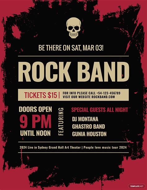 Rock Concert Poster Template In Illustrator Psd Pages Download