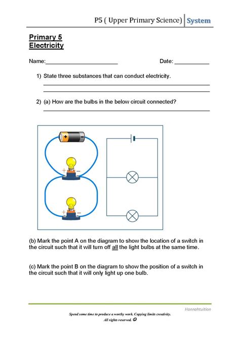 Physical Science Circuits Worksheet