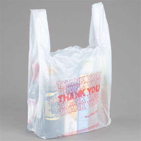 Bags are printed thank you, thank you, thank you, have a nice day! 1/8 Size .51 Mil White Thank You Plastic T-Shirt Bag ...