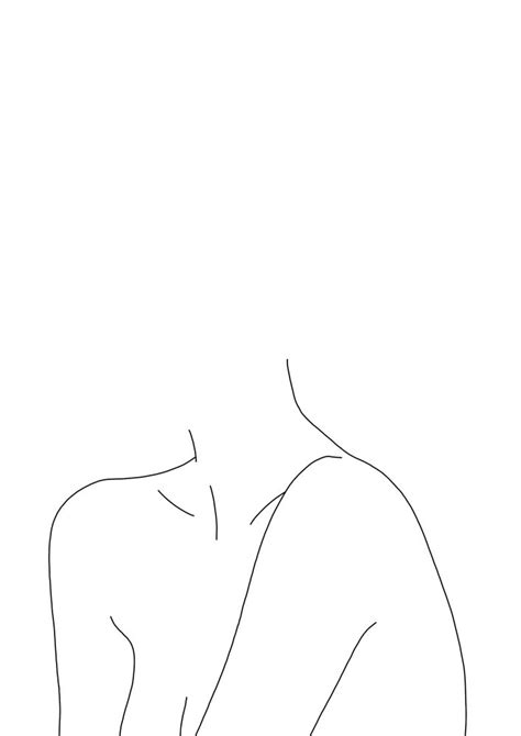 Elegant Line Drawing Illustration Of A Womans Shoulders