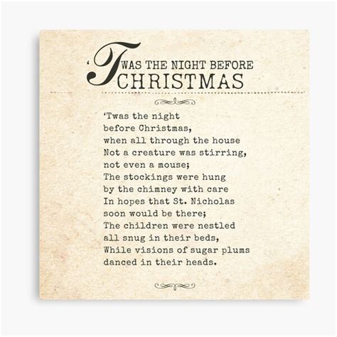 Twas The Night Before Christmas Poem Canvas Print By Creativeempires