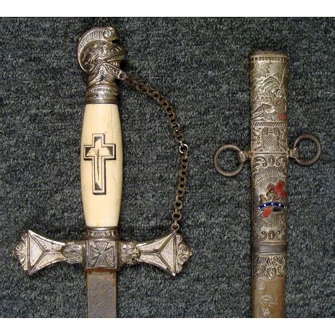 Vintage Elaborate Knights Templar Sword Double Engraved