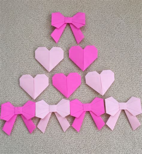 Origami Hearts And Bows Etsy