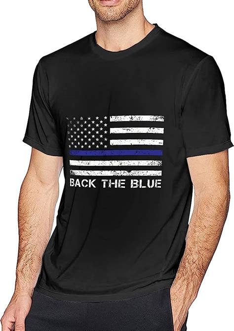 Back The Blue Police Mens Funny Graphic T Shirts Breathable Novelty